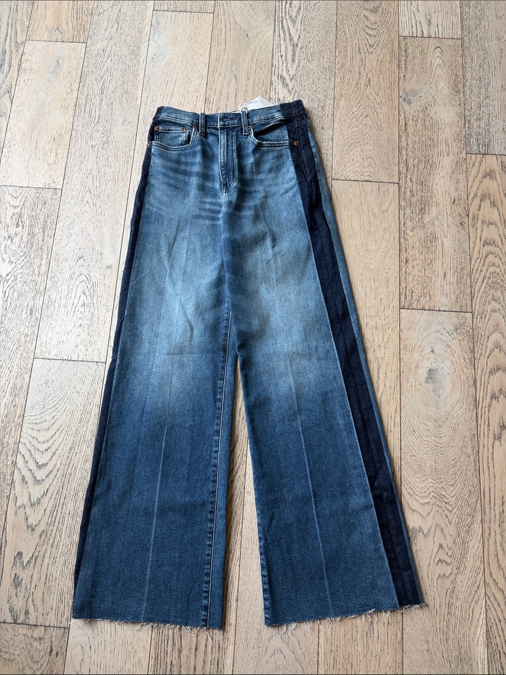 Wide-Leg Two-Tone Blue Women’s Denim Pants